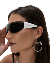 Load image into Gallery viewer, Black and White Shield Sunglasses
